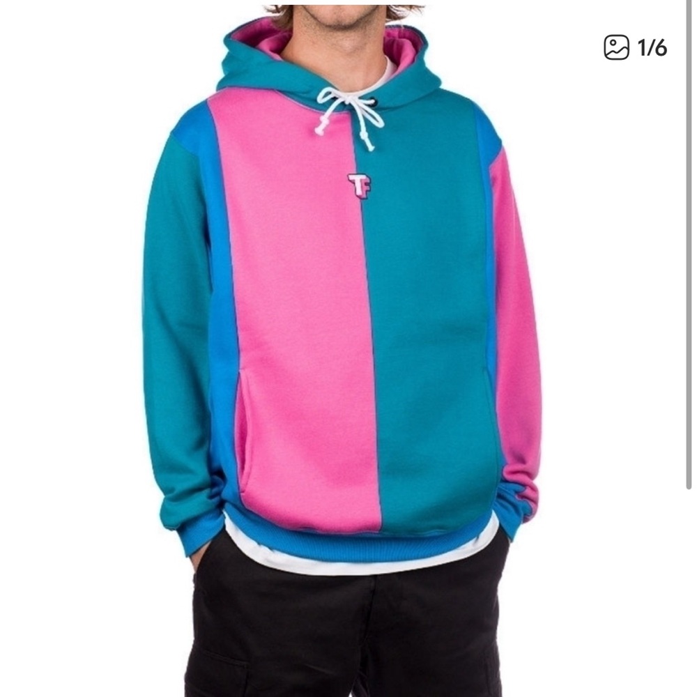 Teddy Fresh Love Colorblock Bubblegum Pink and Blue Hoodie Limited Edition sz M